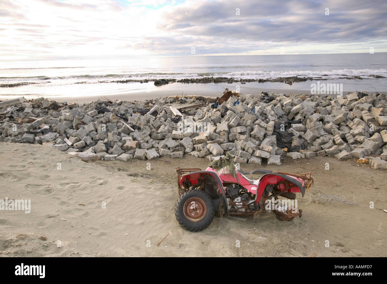 Sea defences on the Eskimo island community of shishmaref alaska whose