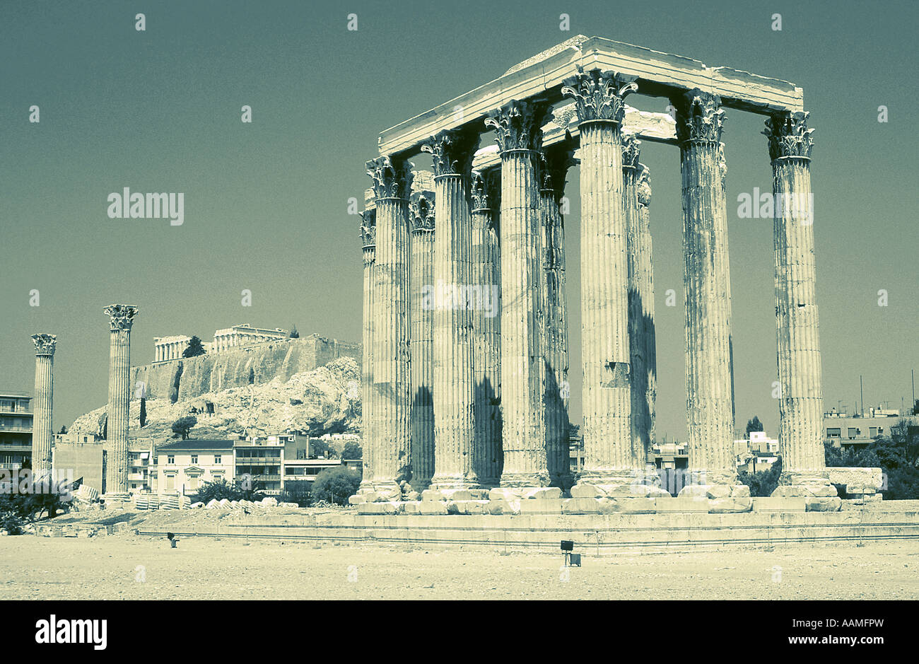 Temple of Olympian Zeus located southeast of Acropolis Athens Greece