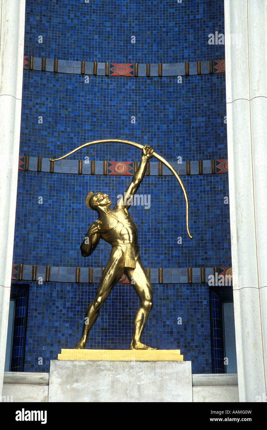 DALLAS TX FAIR PARK ARCHER STATUE AT ENTRANCE TO HALL OF STATE Stock