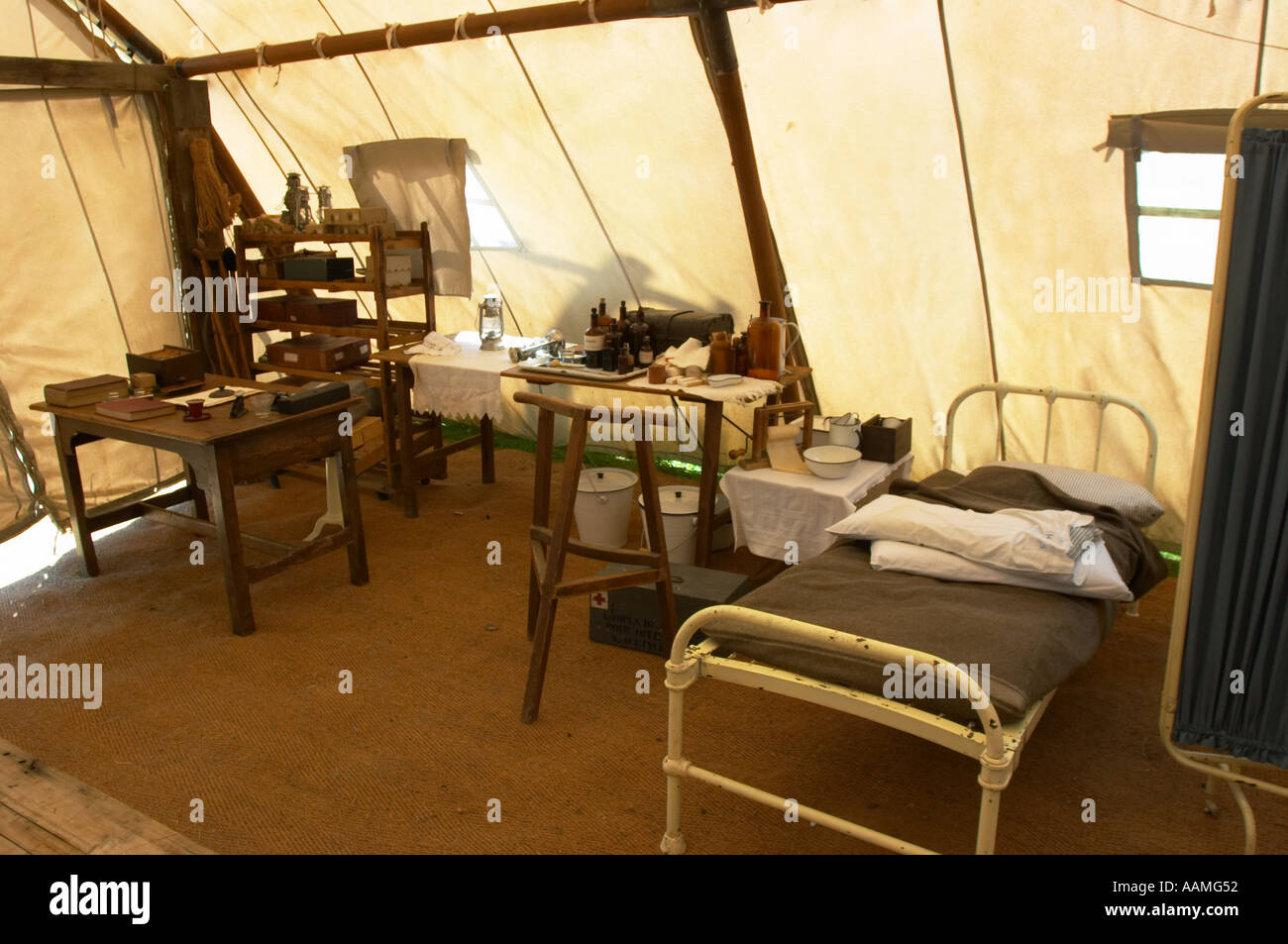 Reconstruction of a 1st world war medical tent Stock Photo