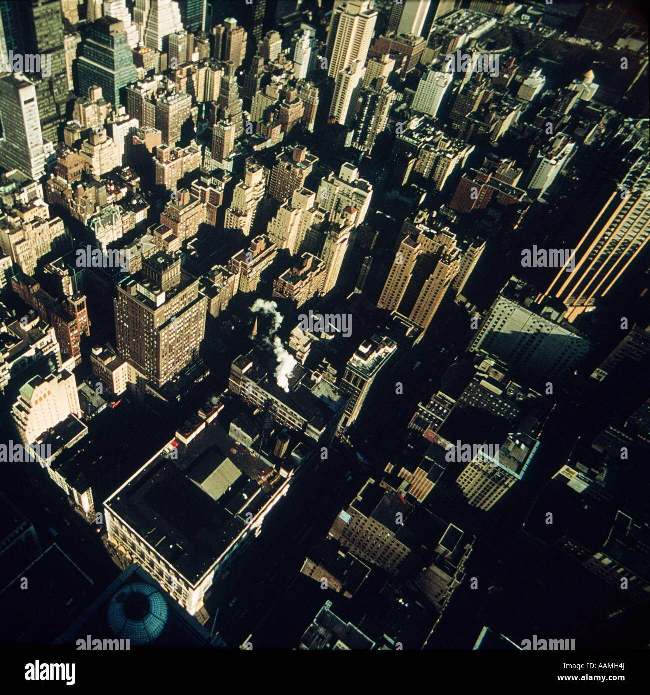 AERIAL VIEW OF MANHATTAN HIGH CONTRAST Stock Photo