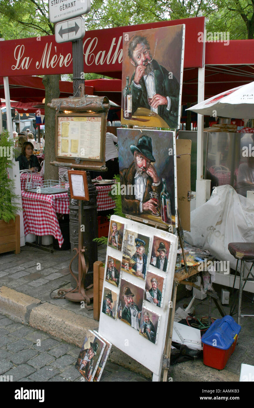 Paintings for sale in the artists quarter of place du tetre Montmartre