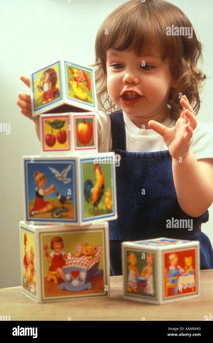 Year old child playing blocks hi-res stock photography and images - Alamy