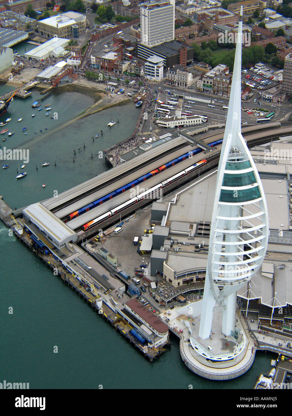 Spinnaker tower, aerial view, Portsmouth harbour, Hampshire. England. Stock Photo