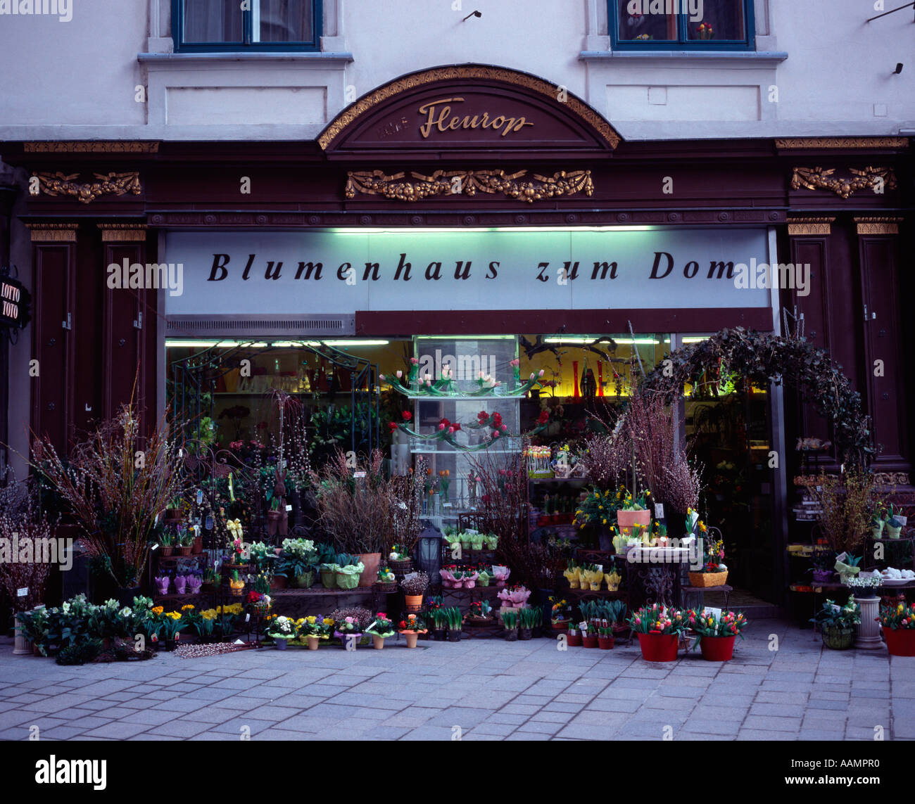 Flower shop in St Stephansplatz near the Cathedral, Vienna, Austria