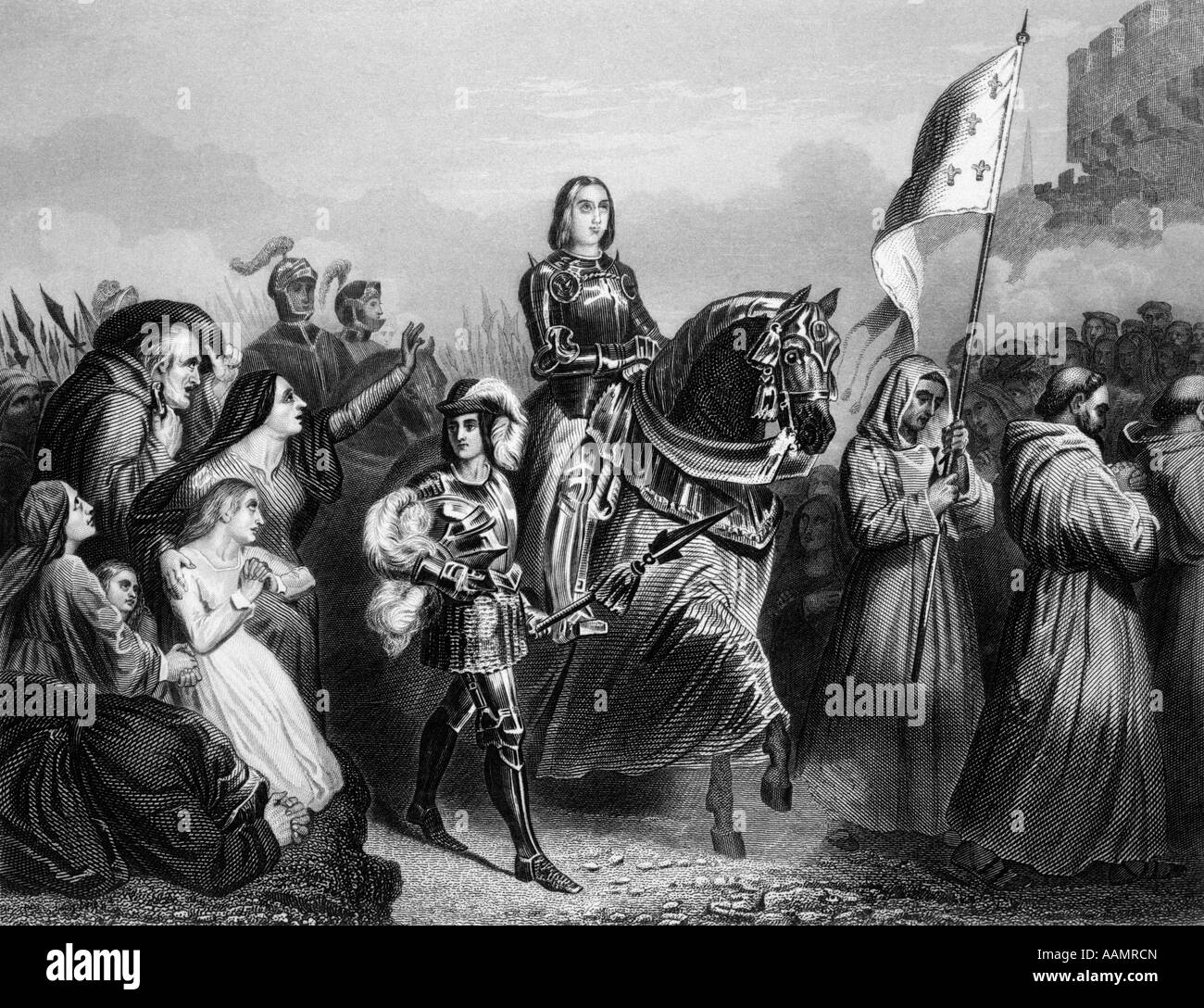 ENTRY OF JOAN OF ARC INTO ORLEANS 1429 FRENCH SAINT WOMAN MILITARY LEADER HEROINE CATHOLIC MAID OF ORLEANS JEANNE D'ARC Stock Photo