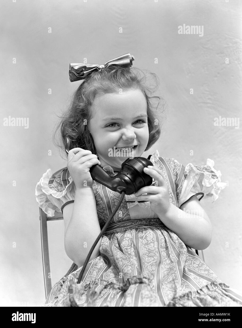 Girl Bow Hair 1940s Stock Photos Girl Bow Hair 1940s Stock