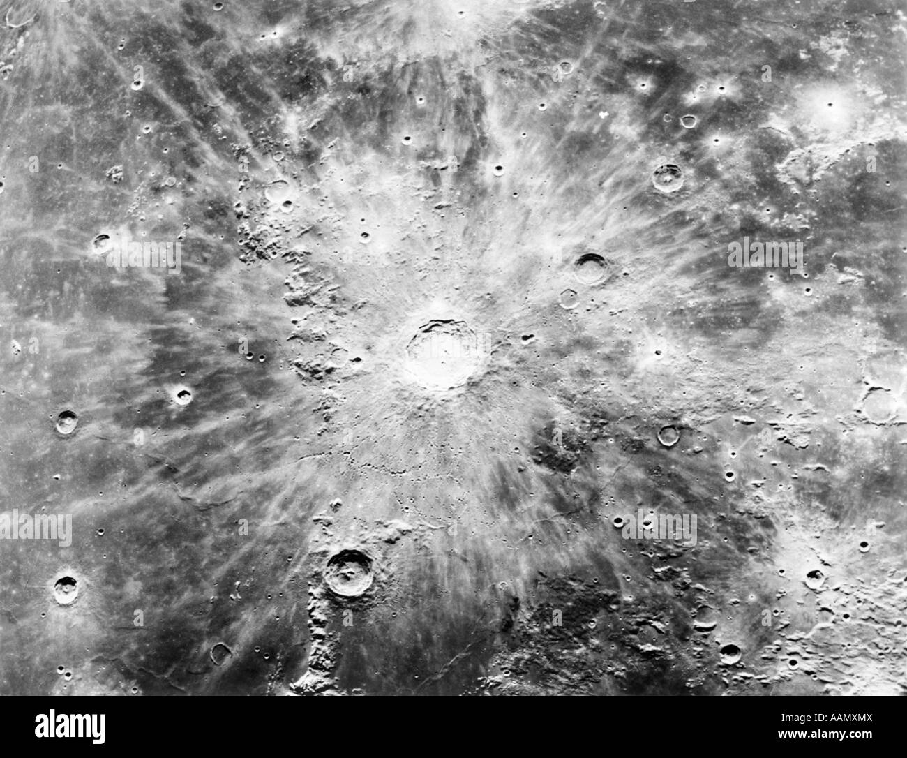 1960s CRATERS ON LUNAR SURFACE MOON COPERNICUS REGION Stock Photo