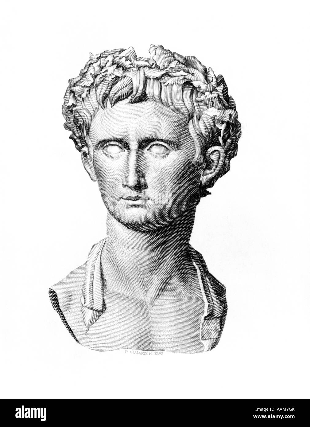 BUST PORTRAIT OF AUGUSTUS FIRST ROMAN EMPEROR 63 BC TO 14 AD NAMED OCTAVIAN CAESAR AUGUSTUS NEPHEW OF JULIUS CAESAR CESAR ROME Stock Photo