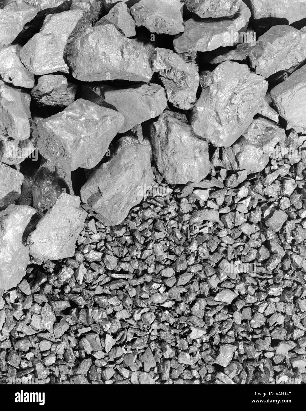 LARGE AND SMALL PIECES OF COAL Stock Photo