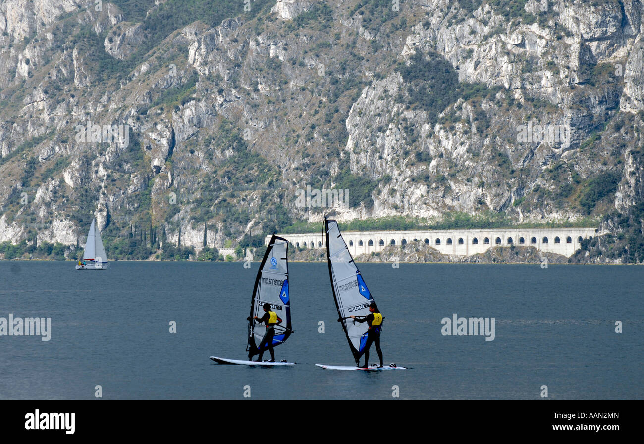 Windsurfing on Lake Garda, Italy Stock Photo Alamy