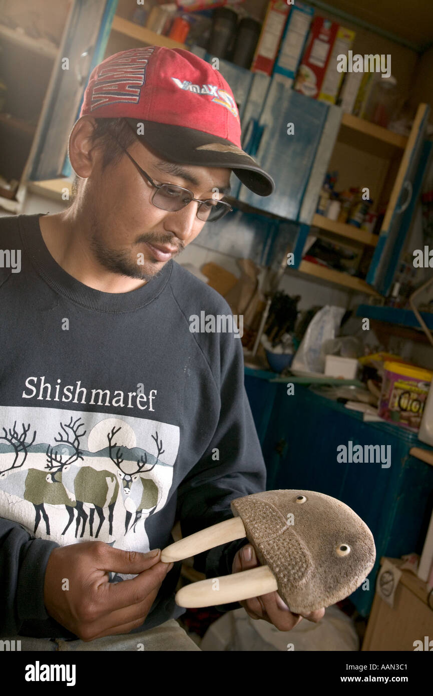 J J Weyiouanna and traditional eskimo art Walrus made from walrus ivory