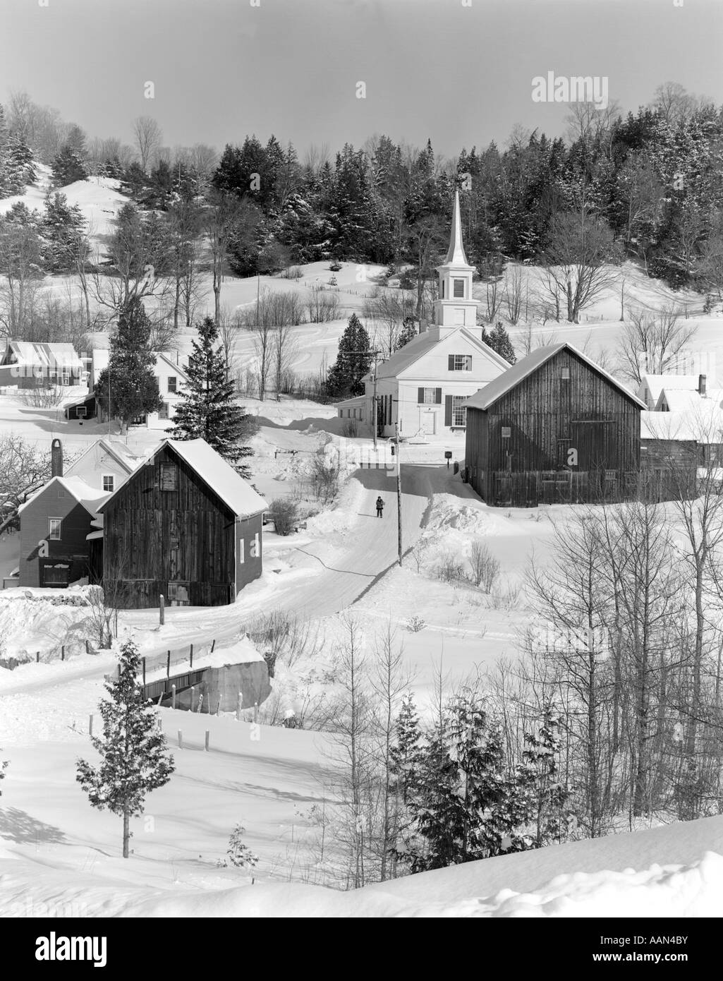 1970s WINTER SCENIC OF WAITS RIVER JUNCTION VERMONT Stock Photo
