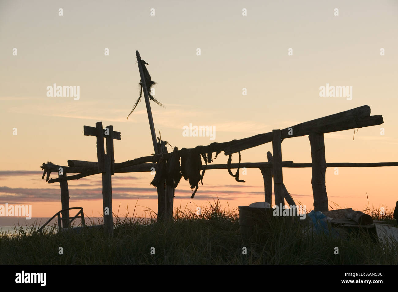 Dry Fish Rack Alaska Eskimo drying racks on Shishmaref Alaska an island community whose way ...