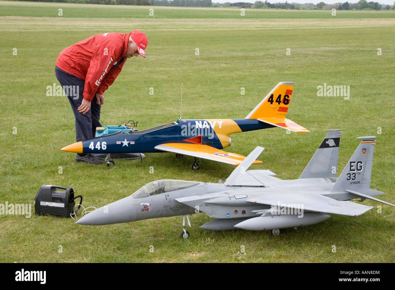 radio controlled jet engine powered model aircraft at Rougham Airfield, Suffolk, UK Stock Photo