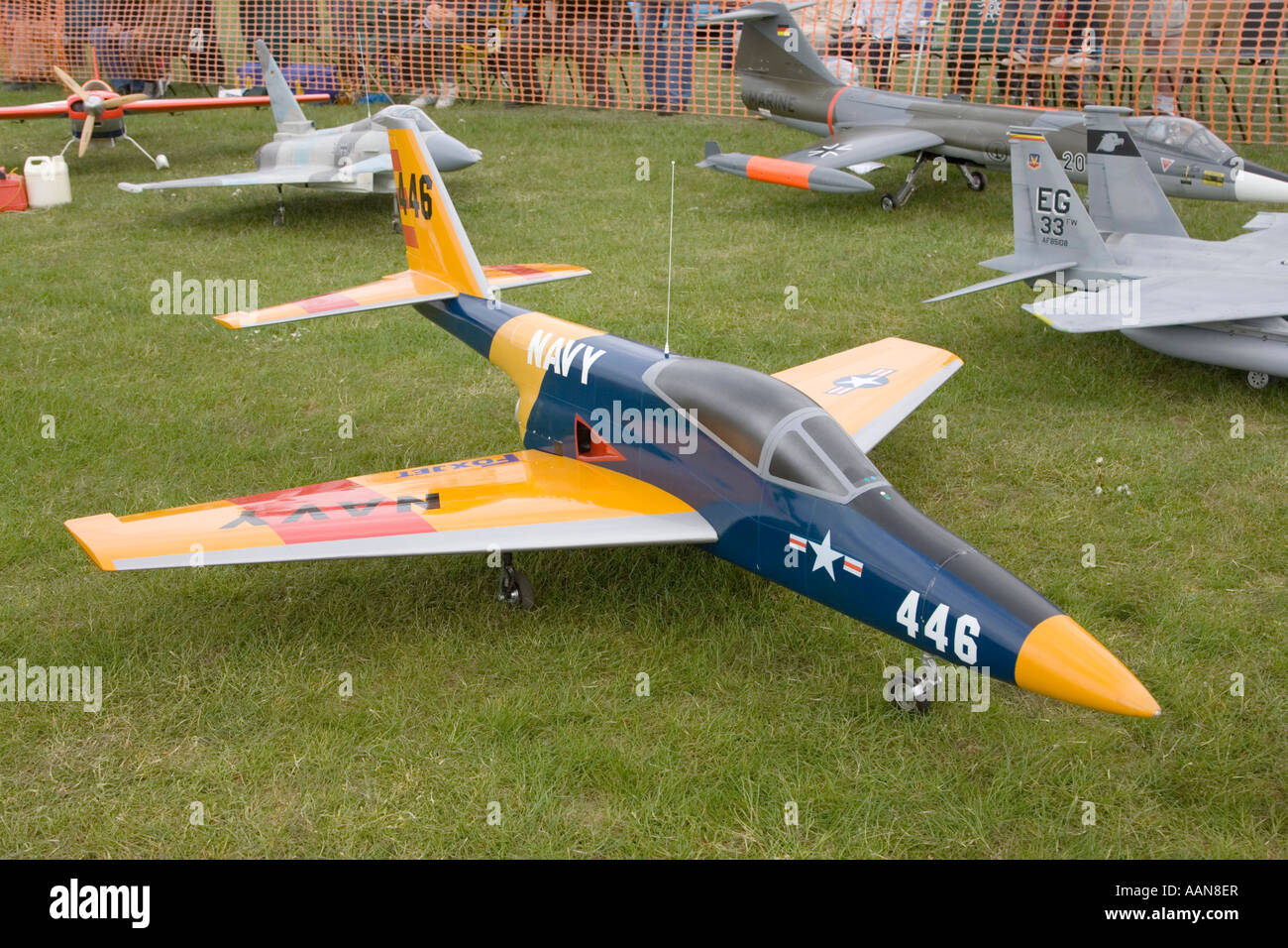 radio controlled jet engine powered model aircraft at Rougham Airfield, Suffolk, UK Stock Photo