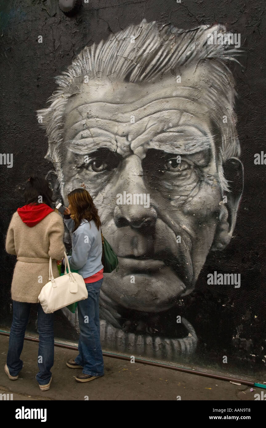 Mural of Samuel Beckett in Notting Hill London England UK Stock Photo