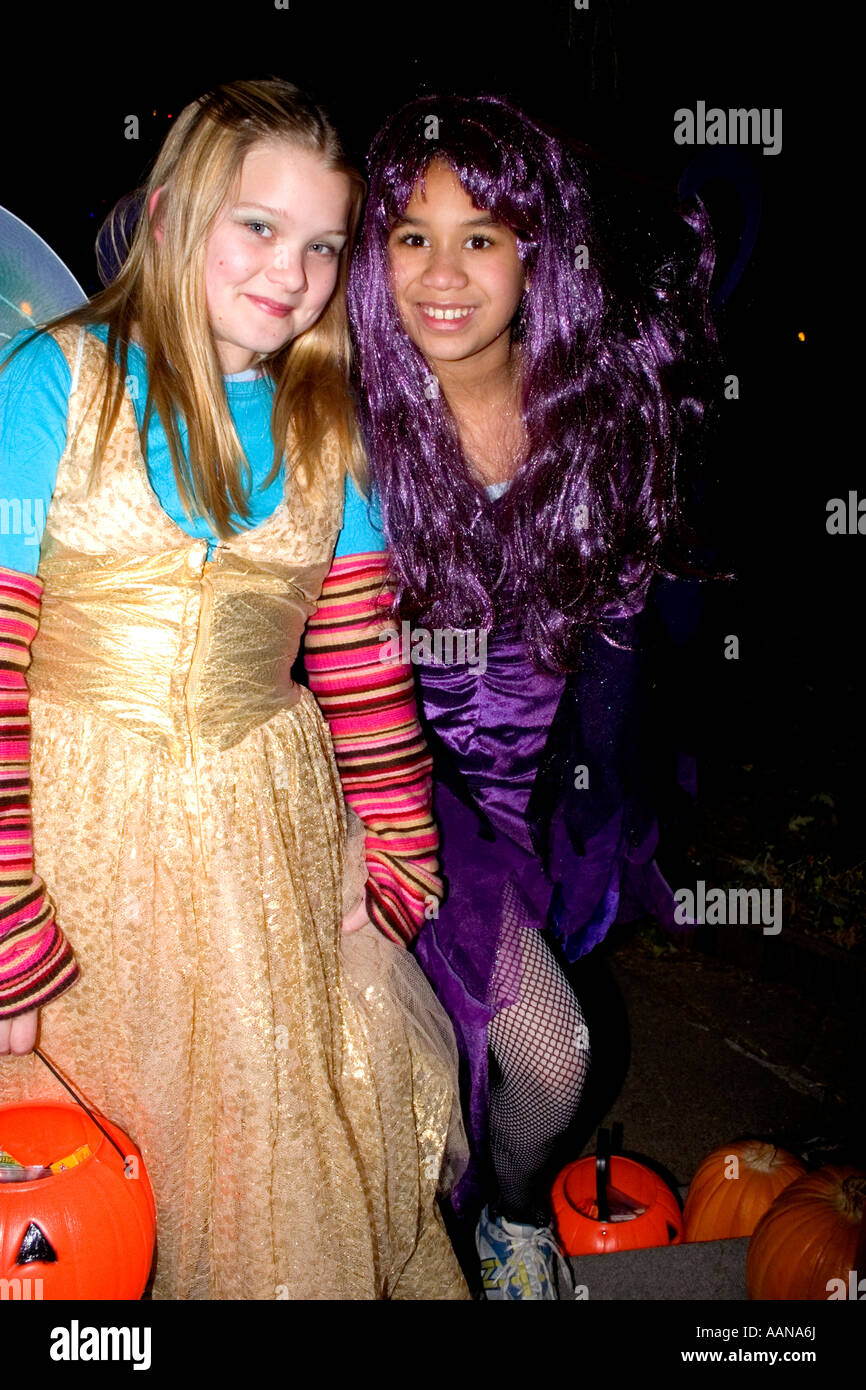 Two Halloween trick and treater ferries age 11. St Paul Minnesota USA