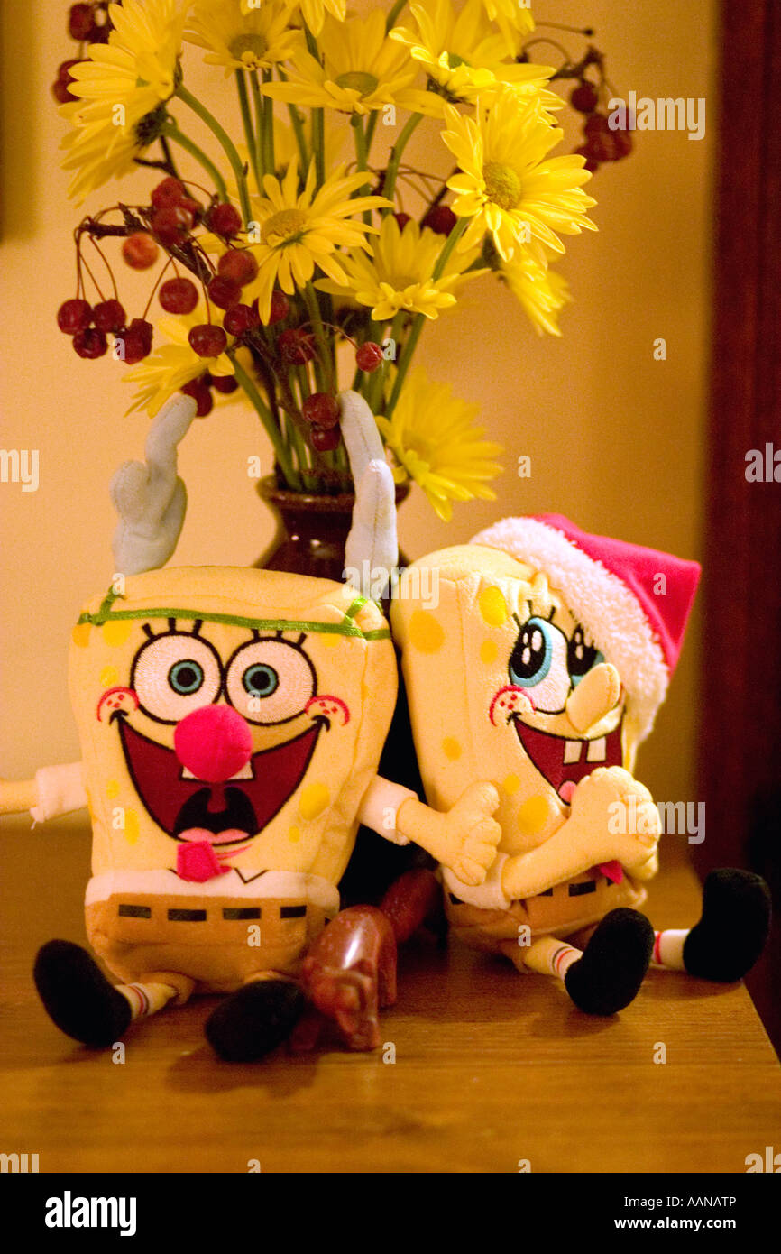 https://c8.alamy.com/comp/AANATP/spongebob-squarepants-dressed-for-christmas-with-vase-of-flowers-st-AANATP.jpg