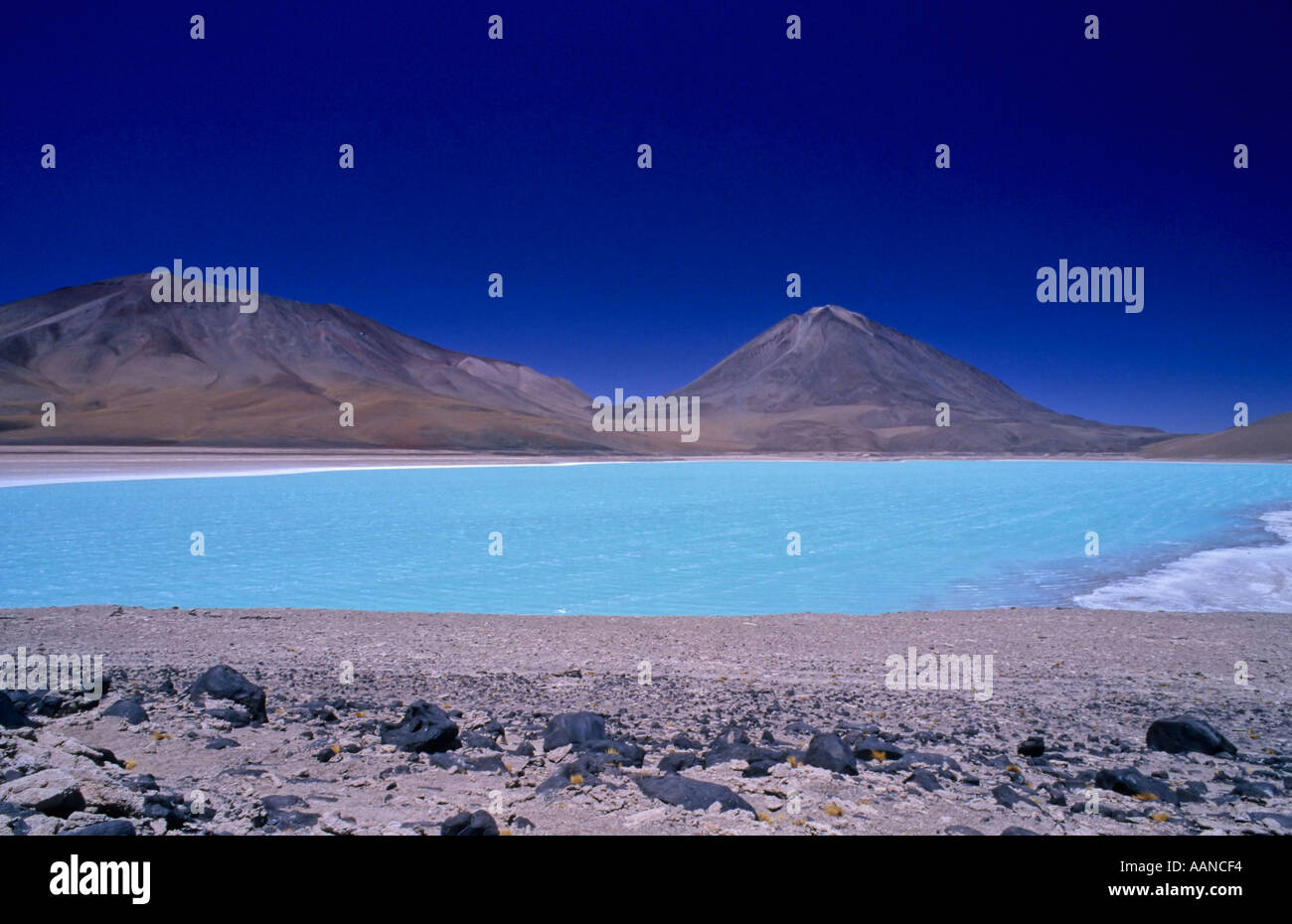 Laguna Verde and Licancabur Volcano, Altiplano, Bolivia Stock Photo