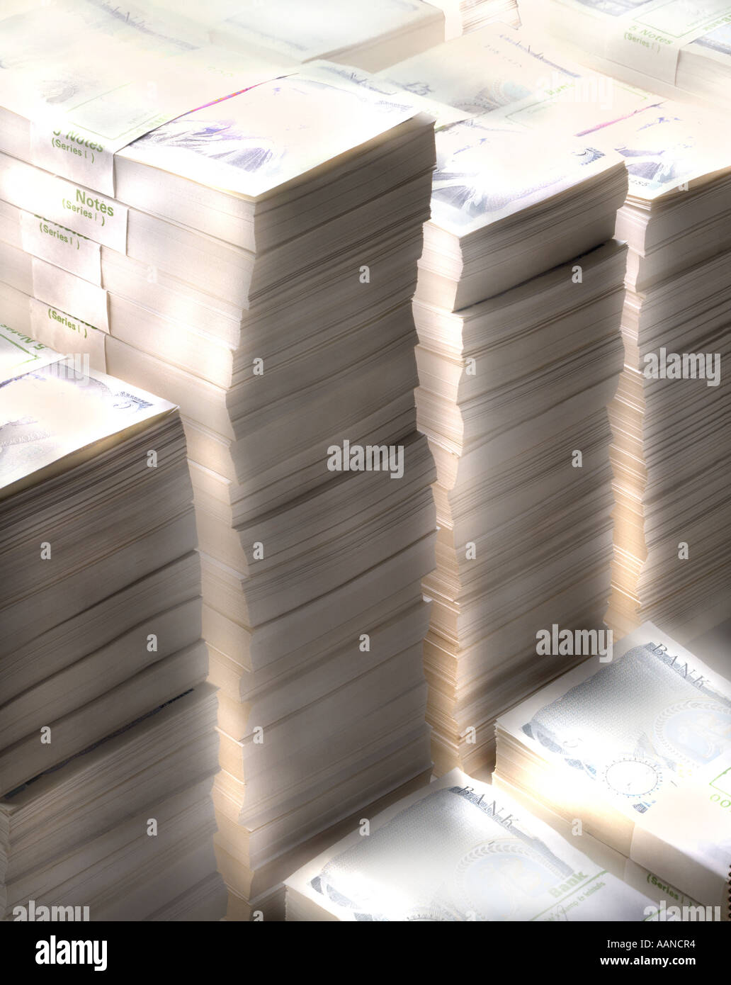 Piles of, Bank notes Stock Photo Alamy