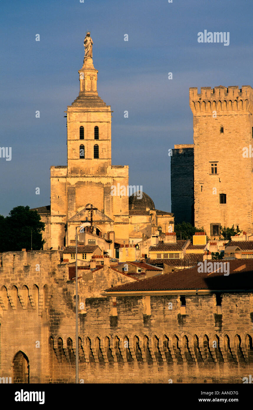 Palais des Papes, Palace of the Popes, Avignon, France at dusk Stock Photo