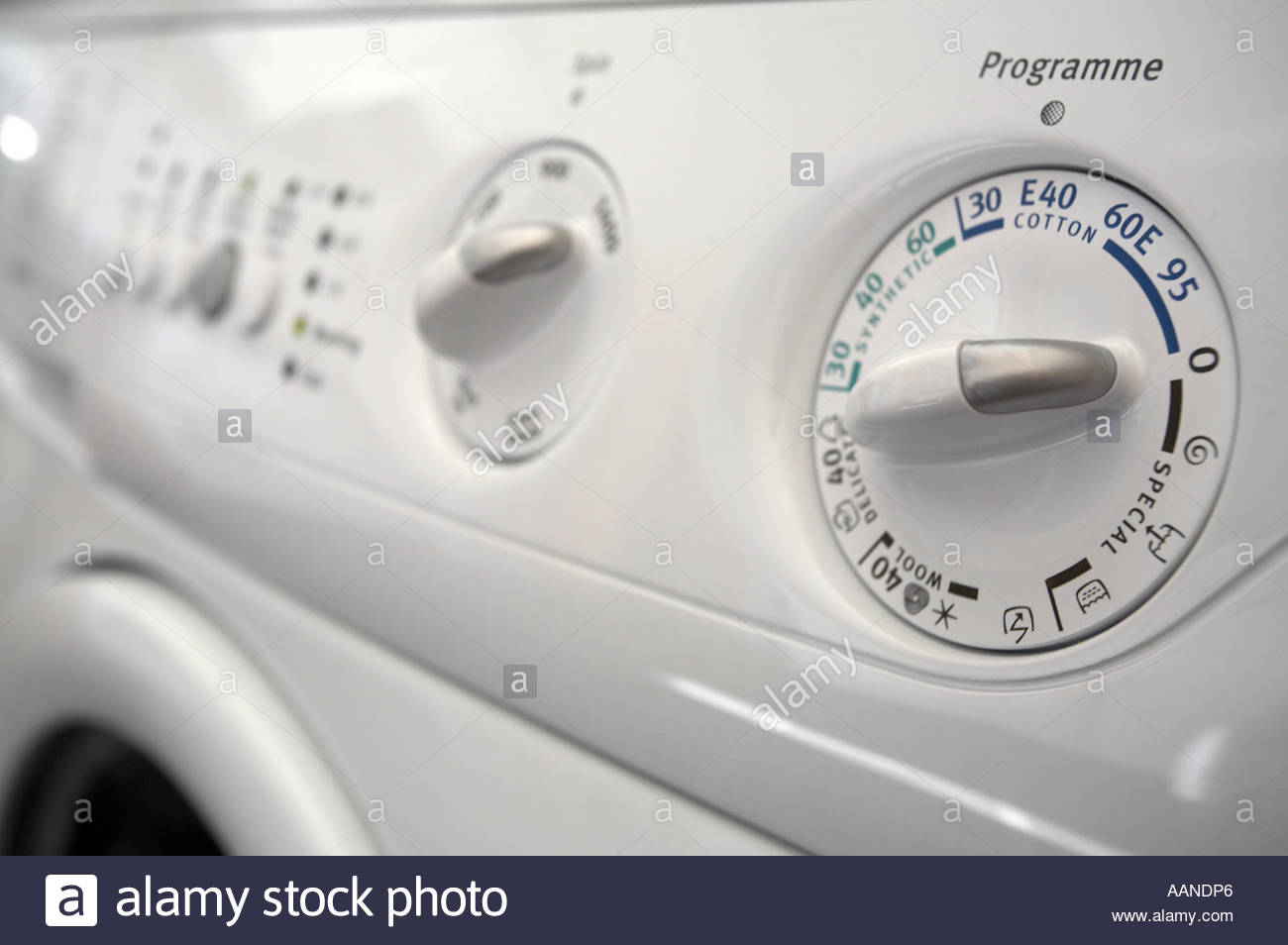 A modern household washing machine control panel Stock Photo Alamy
