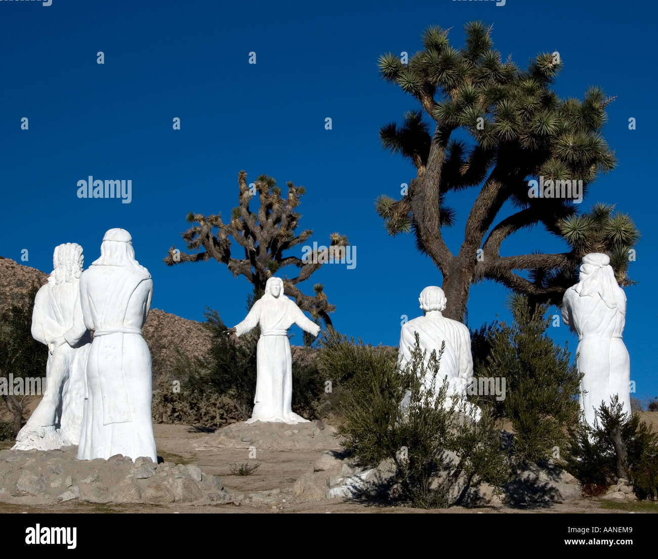 Religious statues at Desert Christ Park in Yucca Valley California