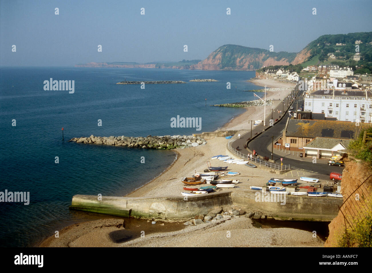 A view westwards overlooking the beach at Sidmouth In Devon England UK Stock Photo
