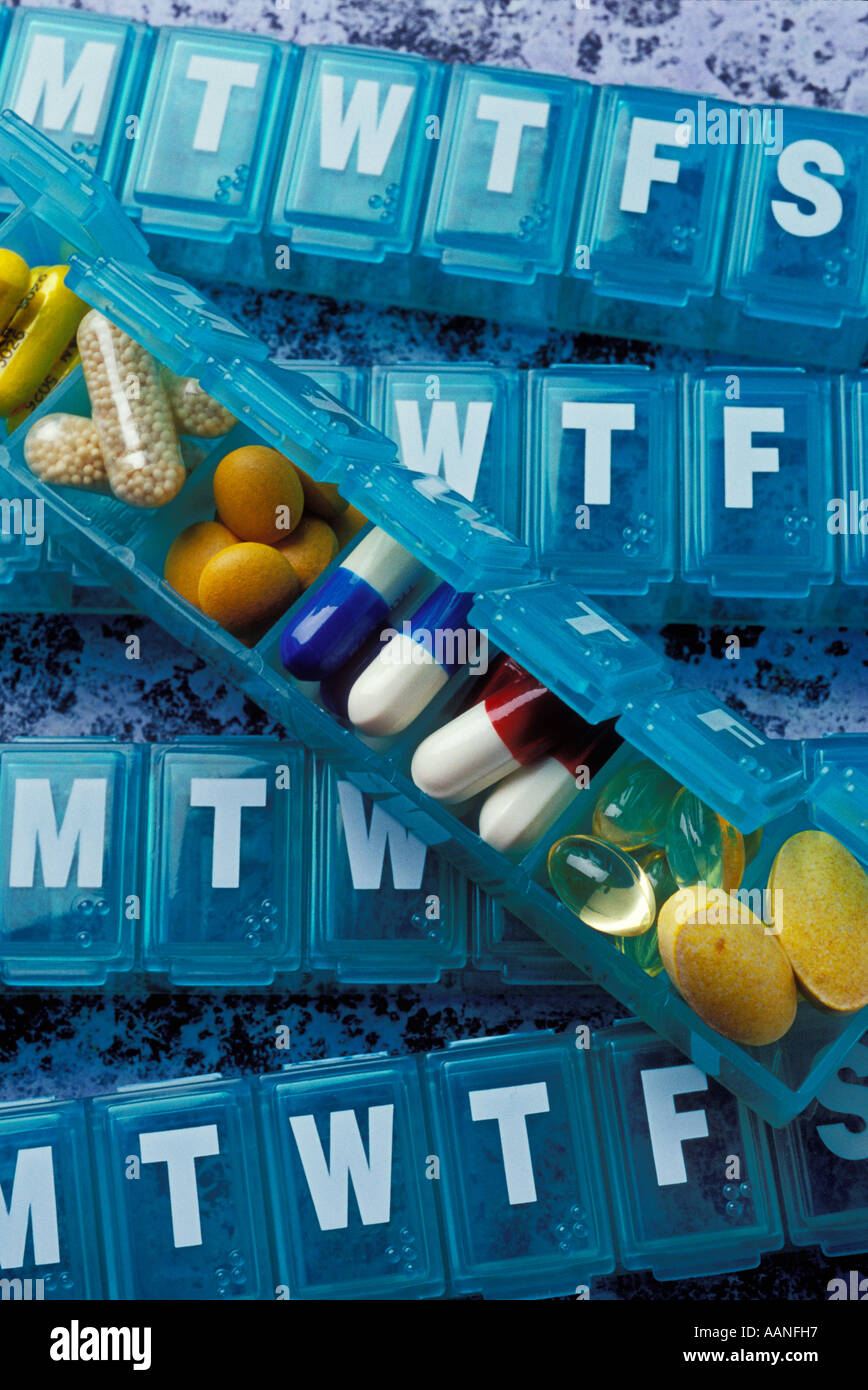 Pill boxes with the days of the week Stock Photo Alamy