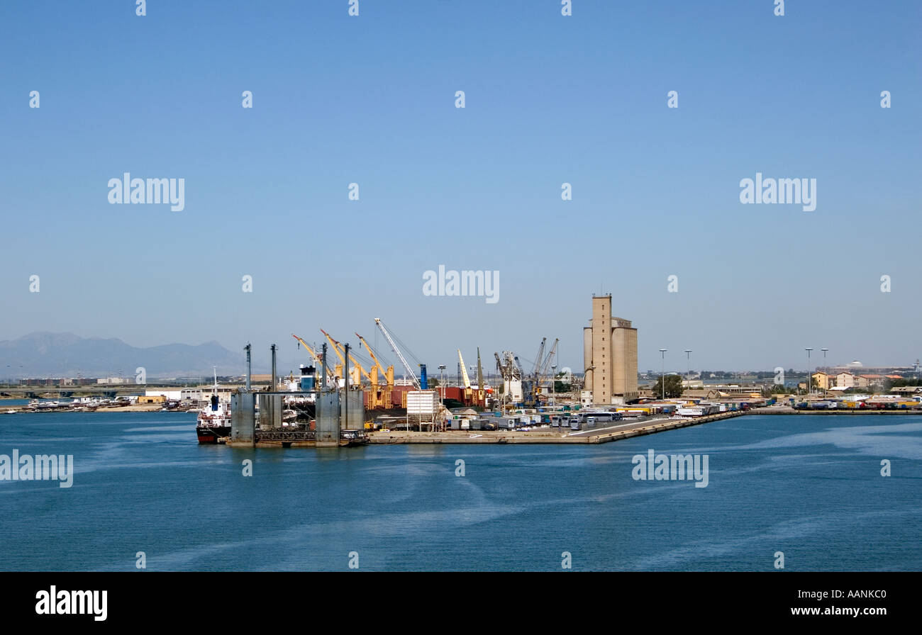 entrance Cagliari Port Sardinia landmark symbol holiday vacation destination outside outdoor outdoors coast coastal destination Stock Photo