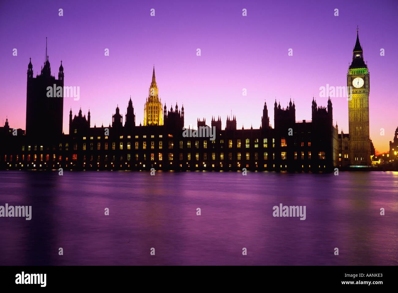 UK London House of Parliament at dusk Stock Photo
