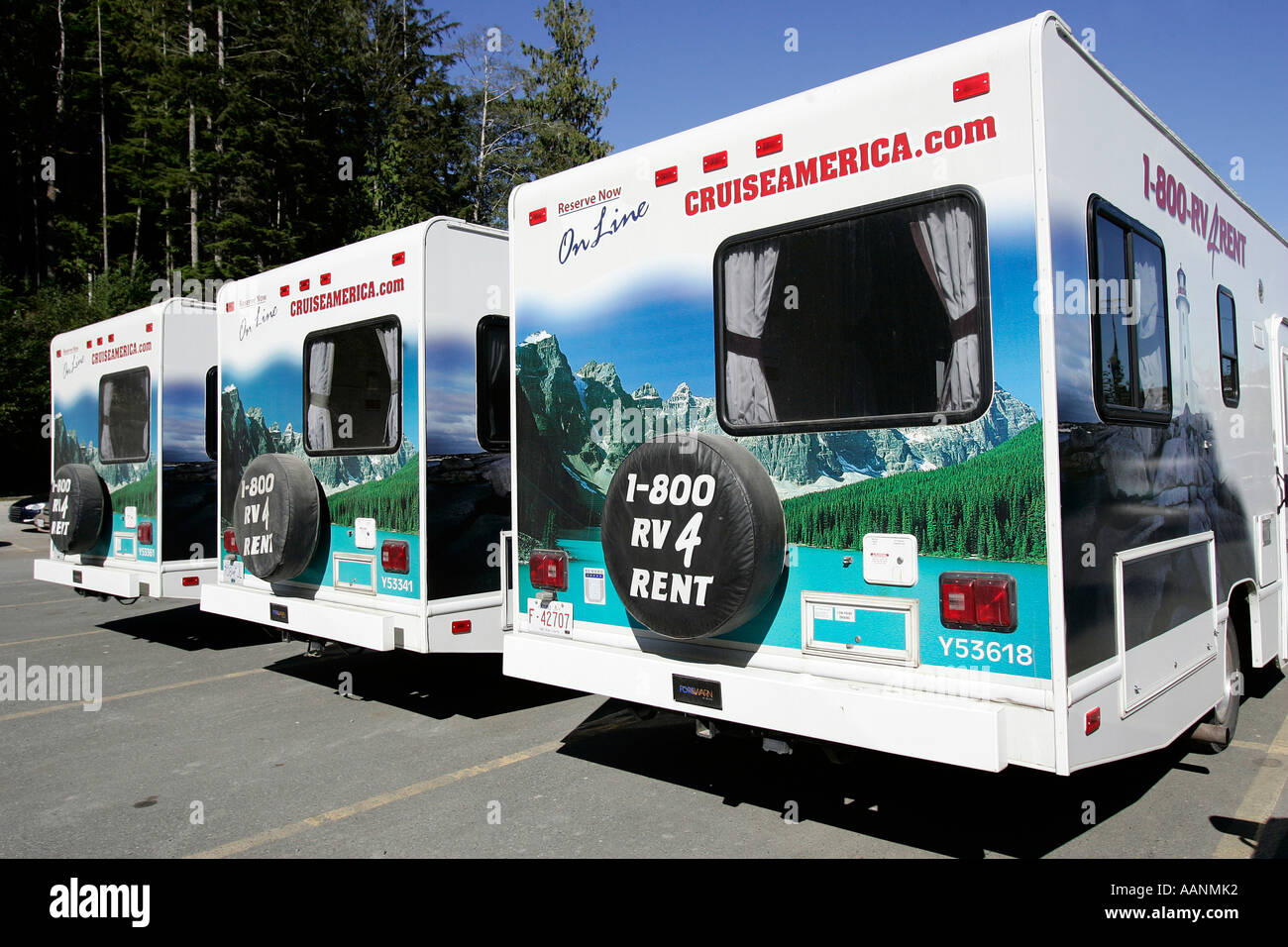 Motor homes to rent in British Columbia, Canada Stock Photo