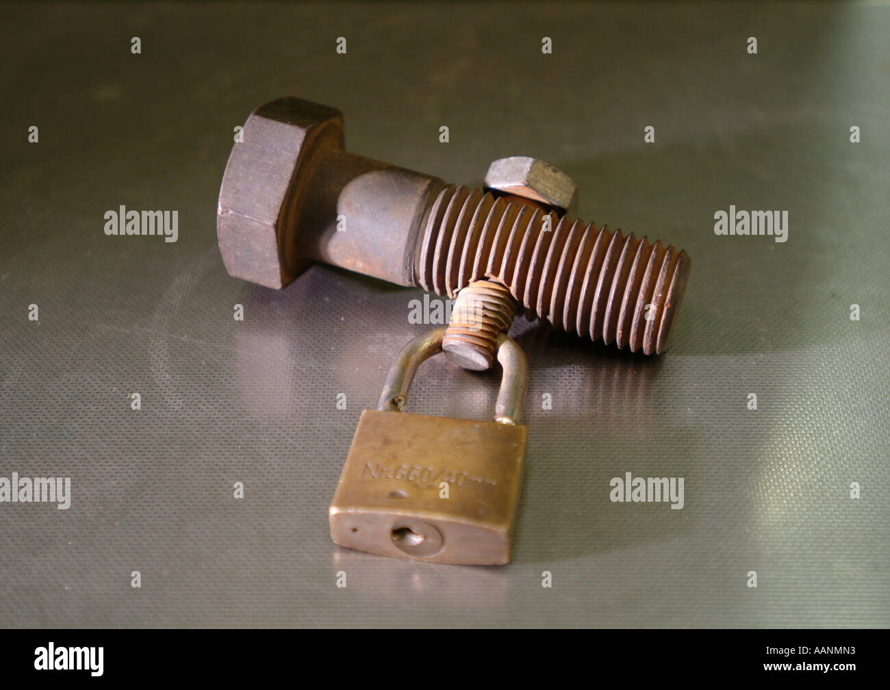 Large screw with countering screw and lock Stock Photo Alamy