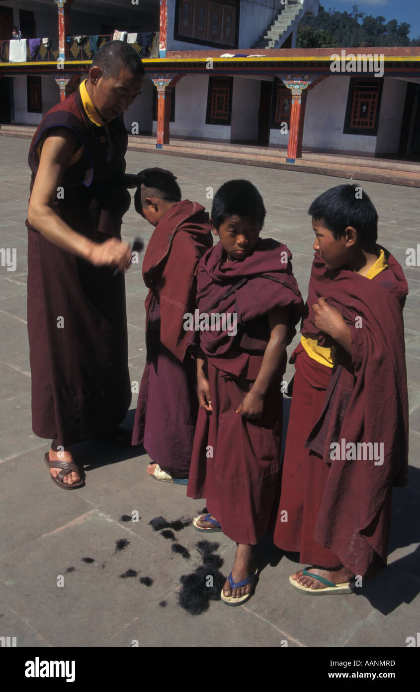 monks at Rumtek Gompa, Gangtok, Sikkim, India Stock Photo