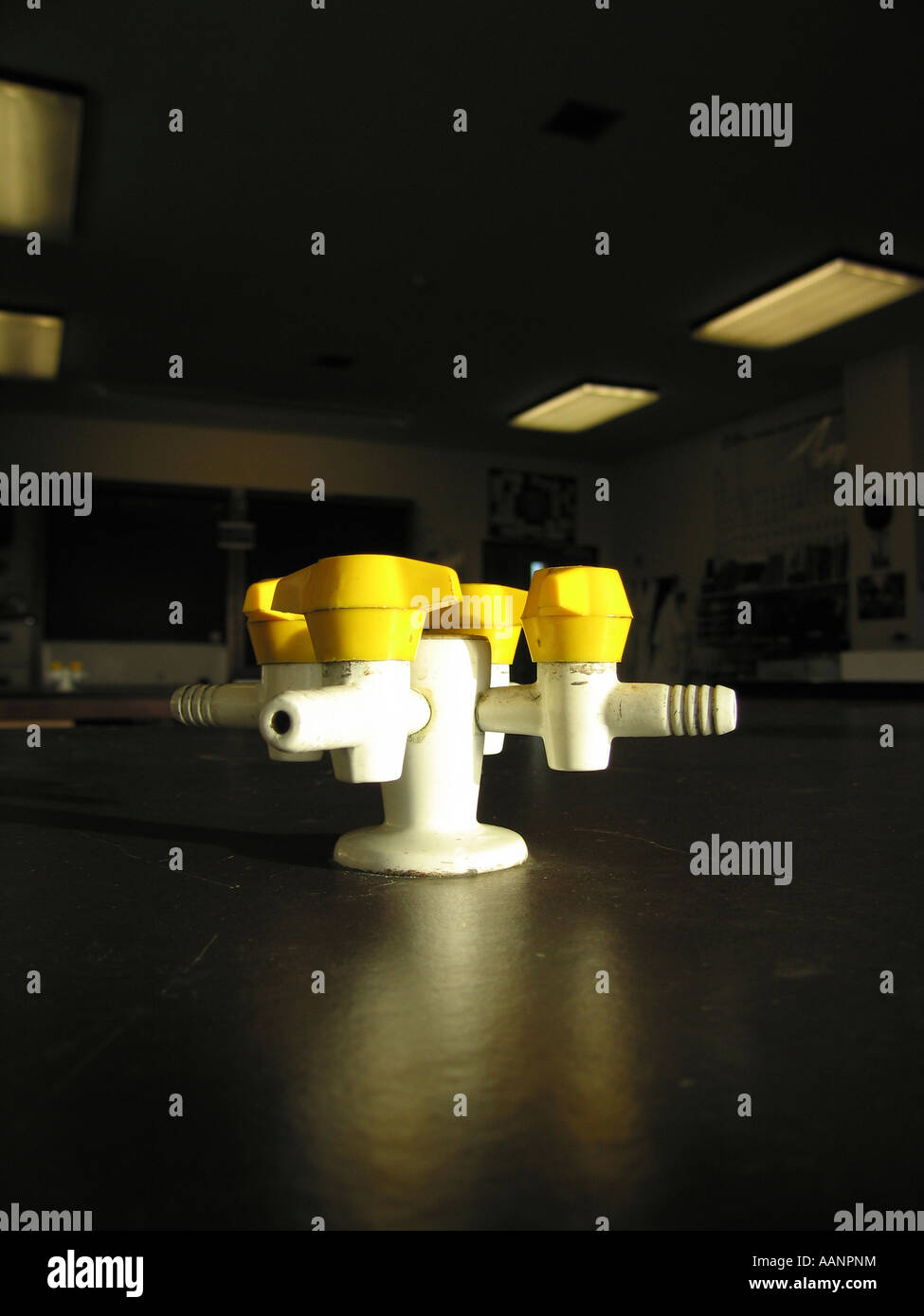 Gas taps on school science department bench Stock Photo Alamy