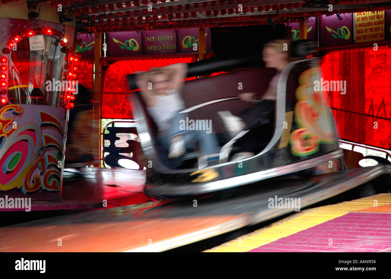 Spinning waltzer at fun fair in England Stock Photo
