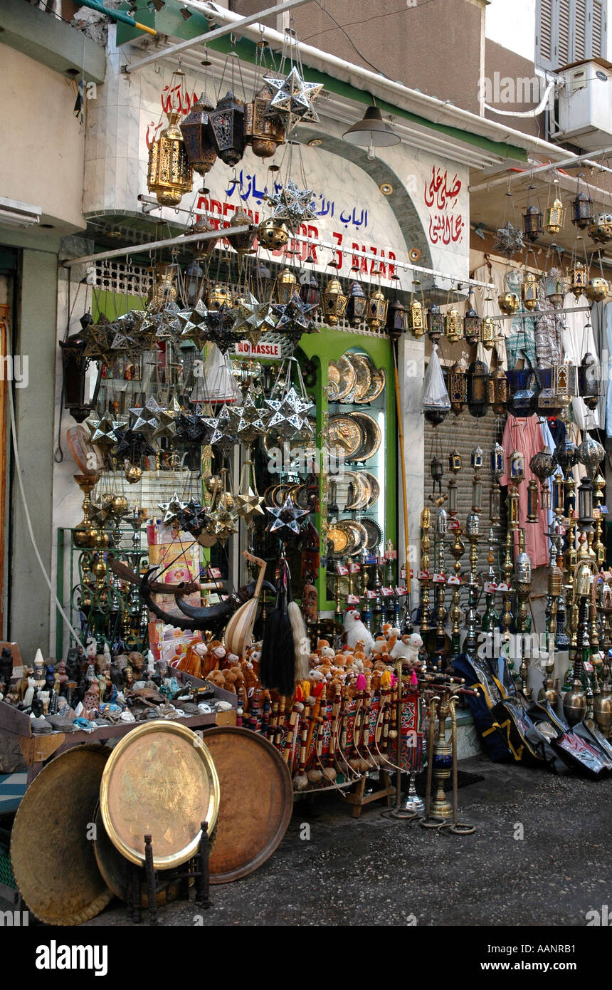 Hookah shop in Luxor Bazaar street Egypt Stock Photo Alamy
