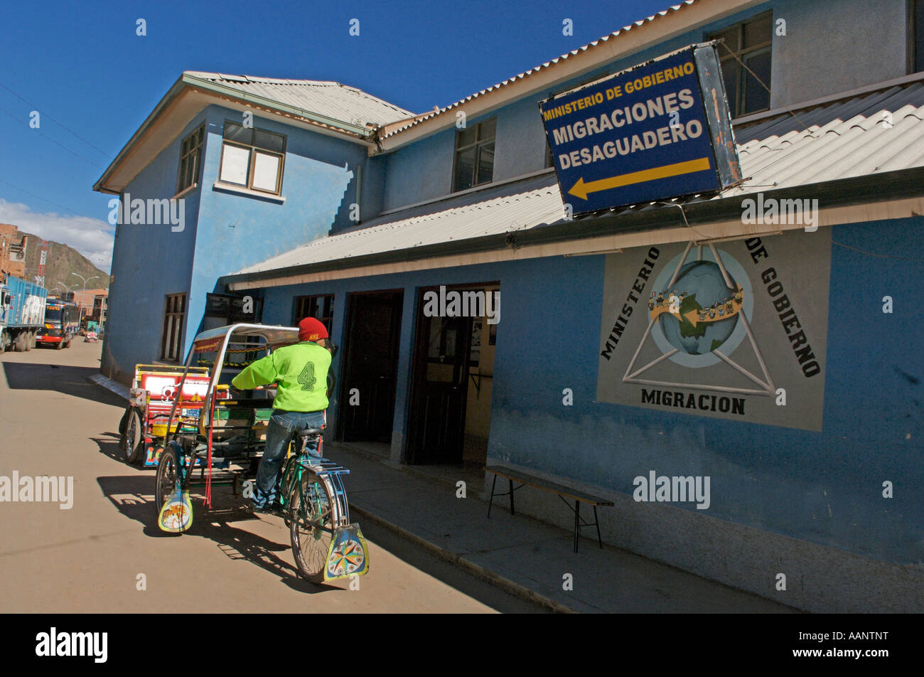 Police border point on Lake Titicaca bordering Bolivia and Peru. Stock Photo