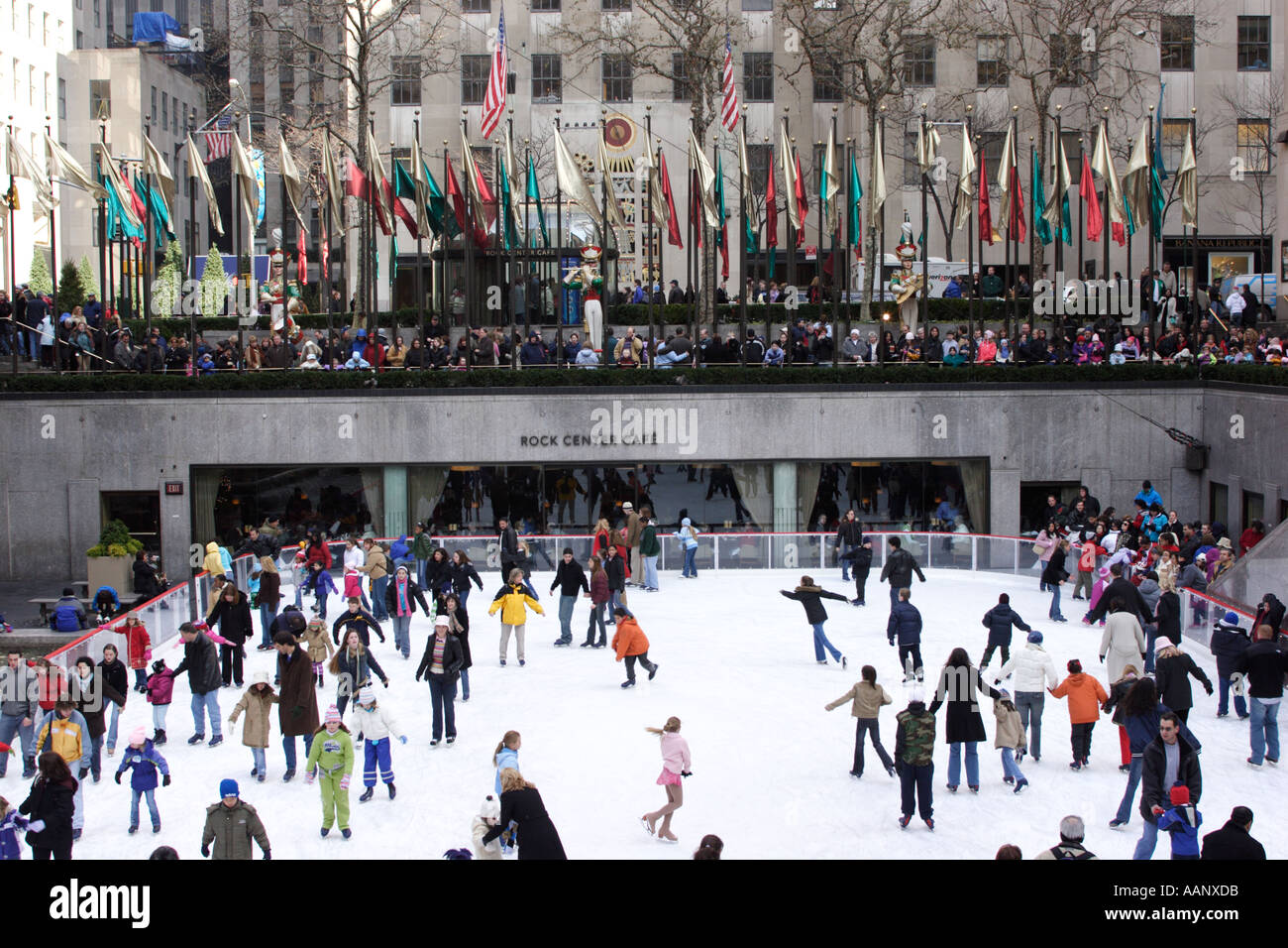 Ice Skating Rink Rockefeller Center Manhattan New York City USA Stock