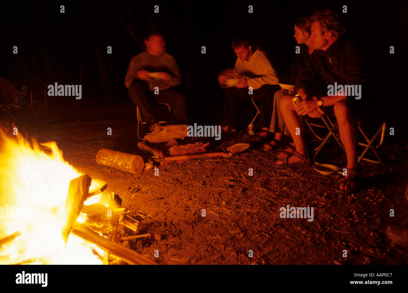 Camp fire, El Palmar National Park, Argentina Stock Photo