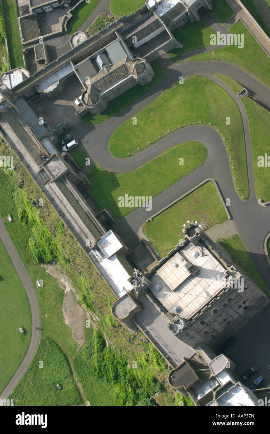 Aerial Shot of Bamburgh Castle, Northumbria Stock Photo