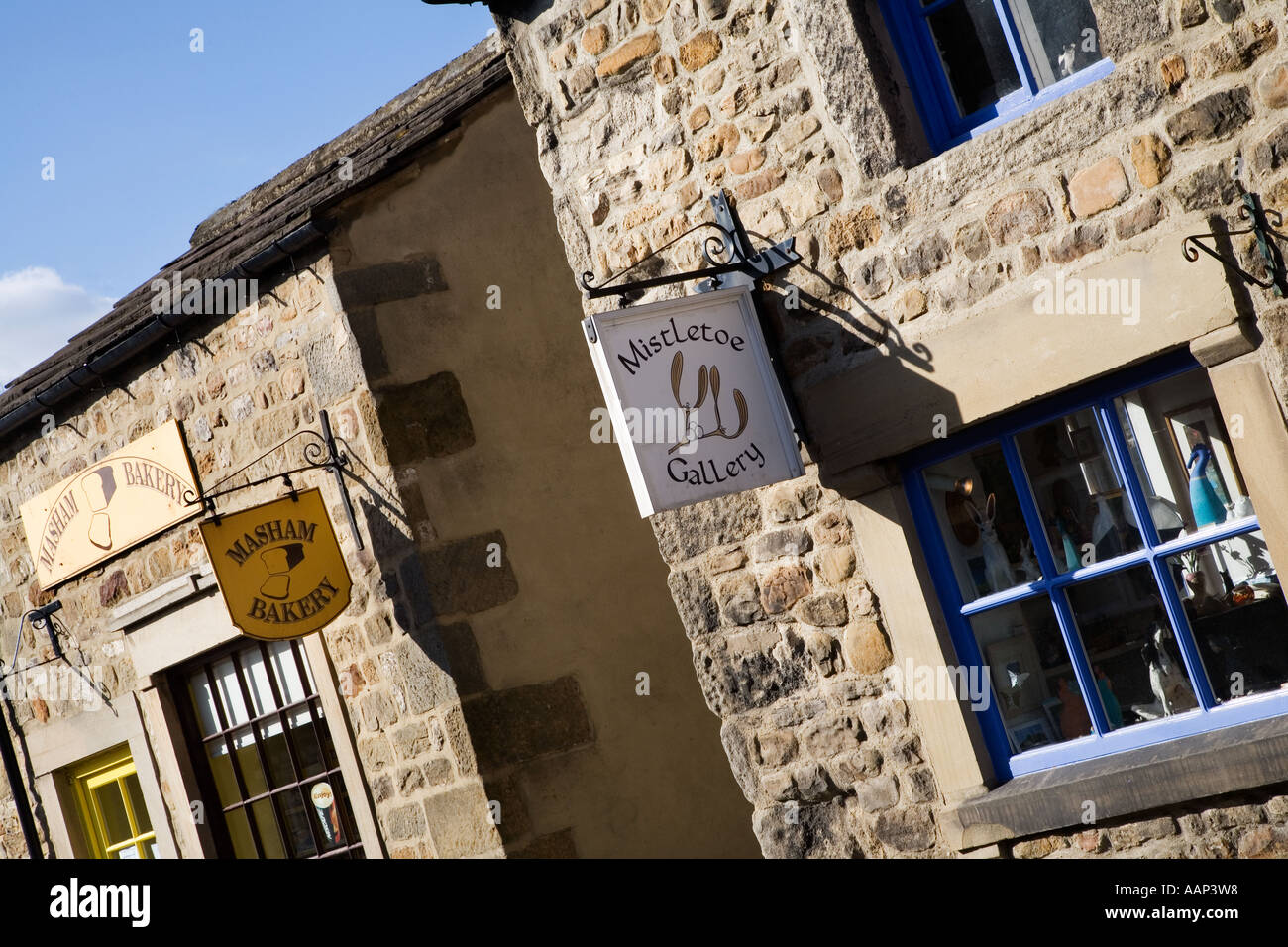 Typical Independent Shops in The Market Town of Masham North Yorkshire England Stock Photo