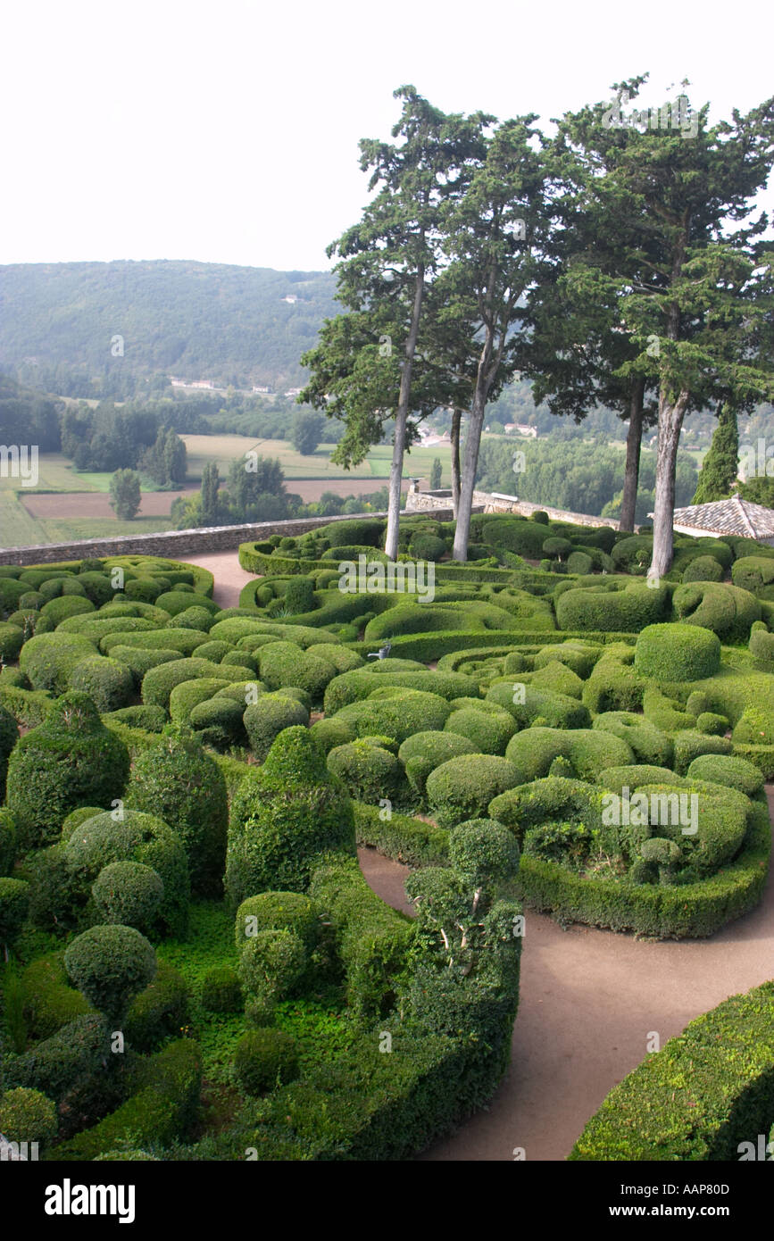 Topiary at the Chateau de Marqueyssac Dordogne France Stock Photo