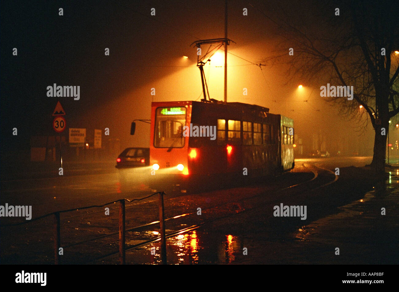 tram number 41 from Pabianice to Lodz, Poland Stock Photo