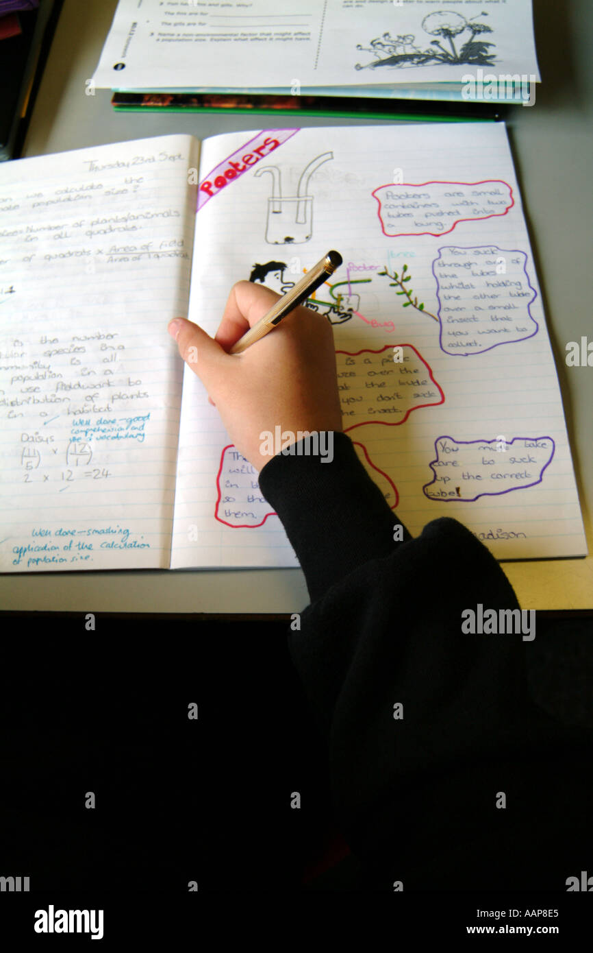 Uk secondary pupil writing hi-res stock photography and images - Alamy