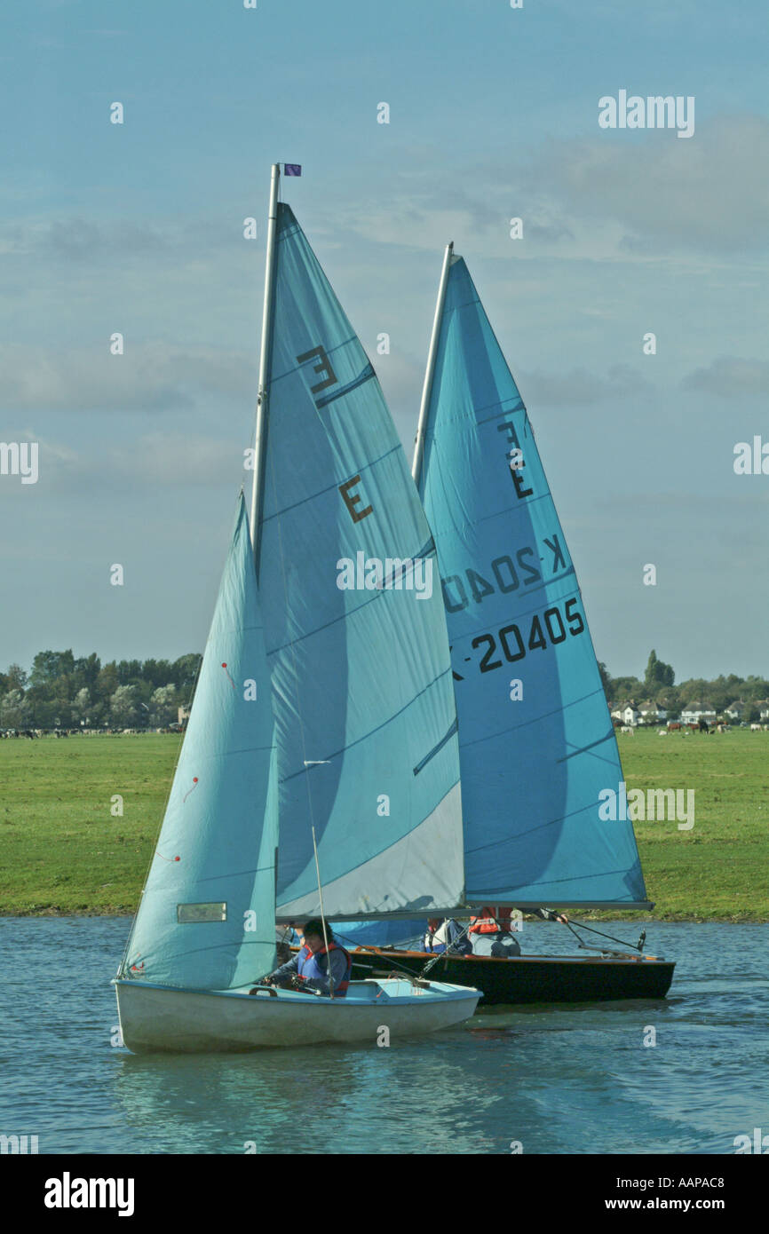 dinghy sailing on the River Thames at Port Meadow Oxford Oxfordshire