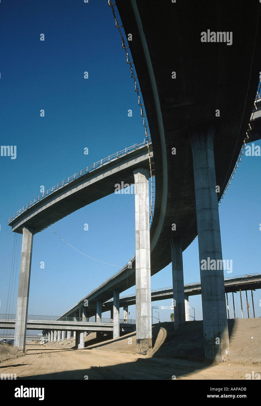 Gracefully curved highway ramps slowly find their final shape in the