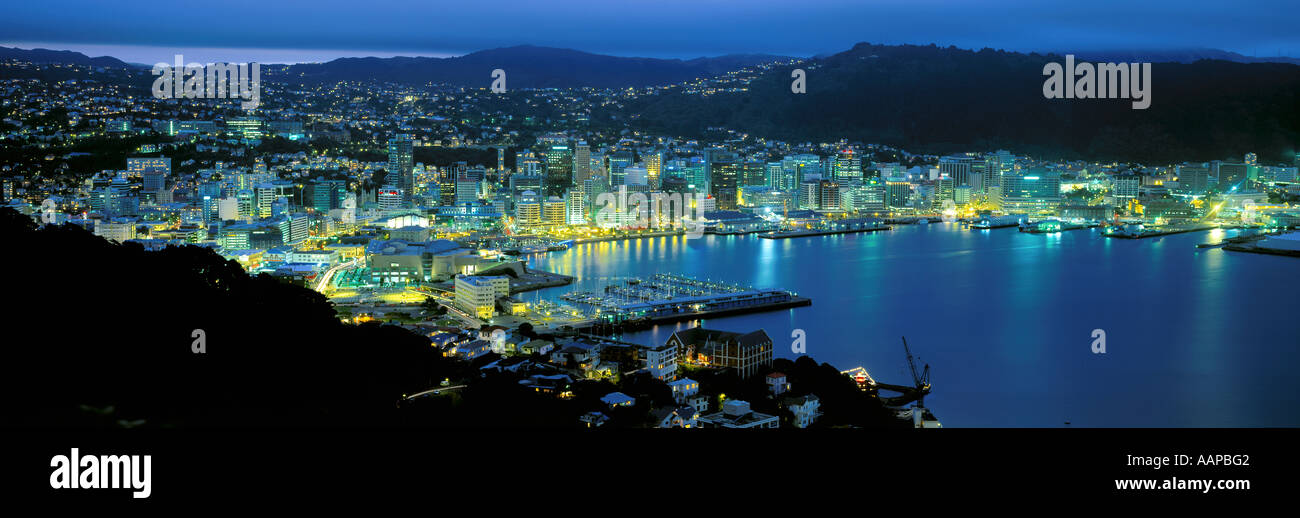 Wellington at Night North Island New Zealand Stock Photo