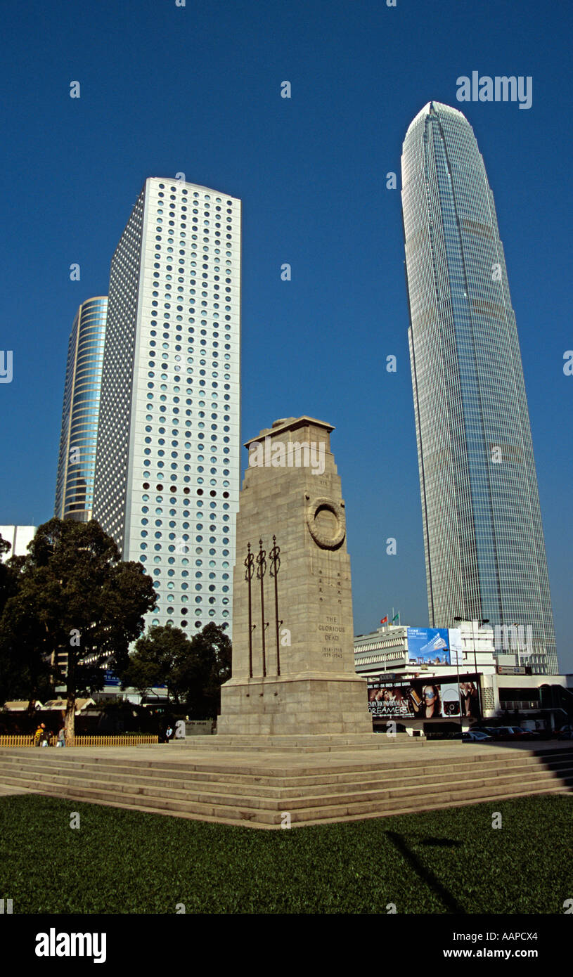 Jardine House, International Finance Centre and Cenotaph, Financial District, Hong Kong, China Stock Photo